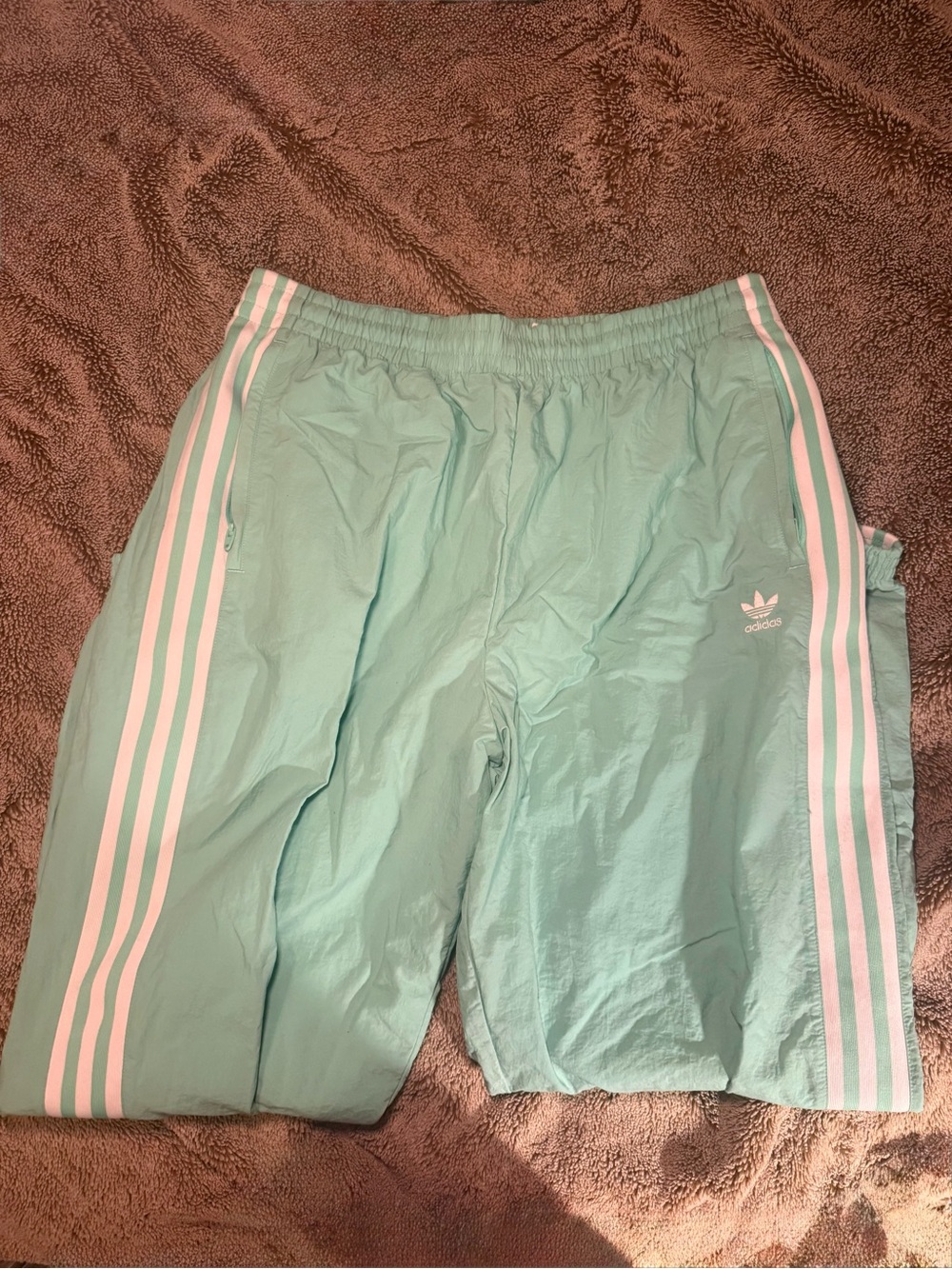Adidas Trefoil Track Pants in Mint with White Stripes